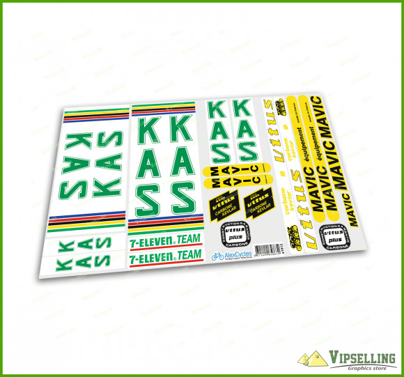 KAS VITUS Mavic 7-Eleven Team Bicycle Decals Stickers for Re-sprays Kit