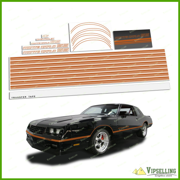Monte Carlo SS Chevrolet Fully Nut Brown 1985-1986 Restoration Decals Kit Stripes Chevy Set