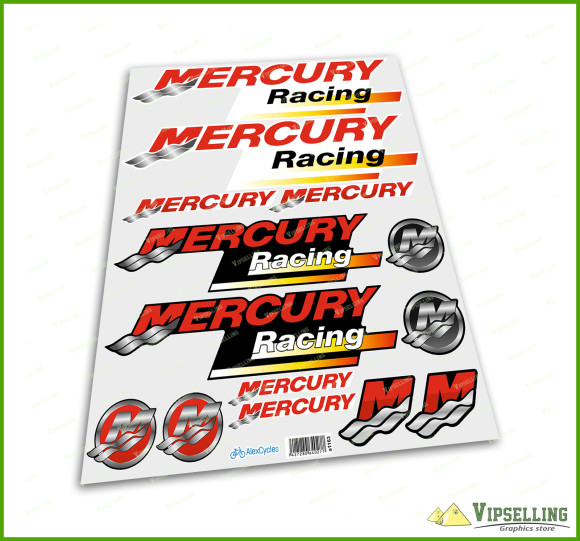 Mercury Racing Outboards Laminated Decals Stickers Emblems Logos