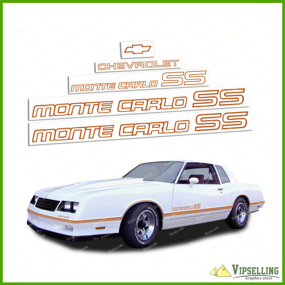 Monte Carlo SS Chevrolet 1985-1986 Restoration Nut Brown Decals Stickers Logos Emblems Kit Chevy