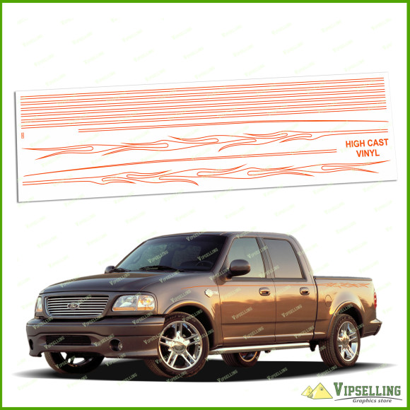 Ford F-150 Harley-Davidson Style F-250 F-350 Flame Style Side High Cast Vinyl Stripes Decals Stickers Kit