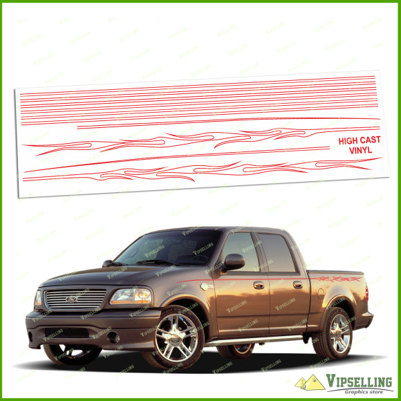 Ford F-150 Harley-Davidson Style F-250 F-350 Flame Style Side High Cast Vinyl Stripes Decals Stickers Kit