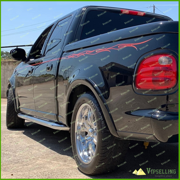 Ford F-150 Harley-Davidson Style F-250 F-350 Flame Style Side High Cast Vinyl Stripes Decals Stickers Kit