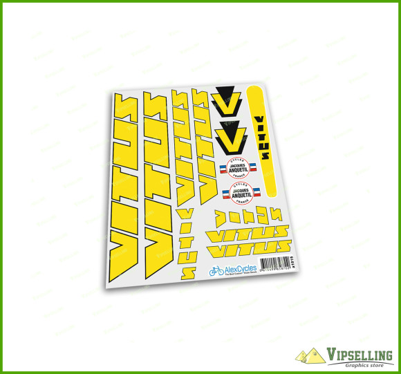 VITUS Jacques Anquetil France Cycle Yellow Decals Stickers for Re-sprays Kit