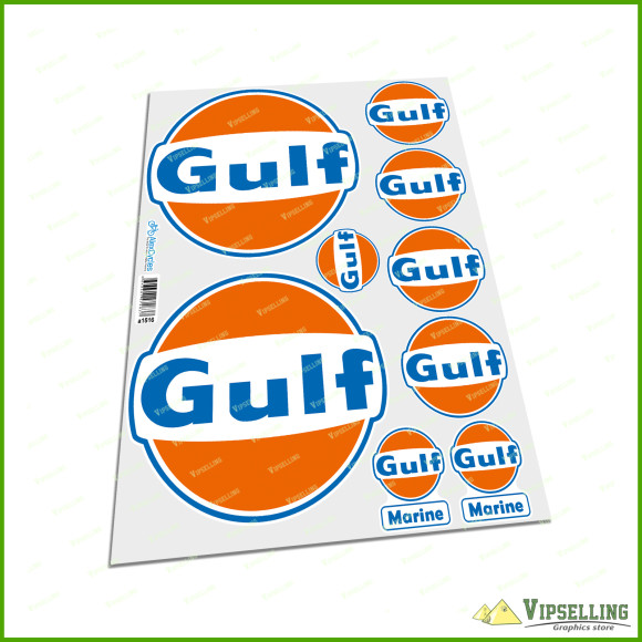 GULF LE MANS Large 200mm Racing Bonnet Hood Decals Stickers + 4 additional pieces
