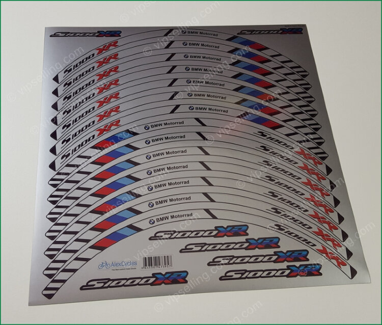 BMW S1000XR Motorcycle Wheel Silver Decals Rim Sticker Stripes Motorrad ...
