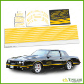 Monte Carlo SS Chevrolet Fully Yellow 1987-1988 Restoration Decals Kit Stripes Chevy Monte Carlo SS Chevrolet Fully Yellow 1987-1988 Restoration Decals Kit Stripes Chevy