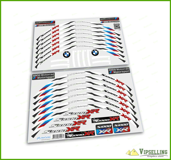 BMW Motorrad Motorsport S1000XR Wheel Rim Laminated Stripes Decals Stickers Kit