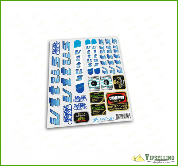 VITUS Cr-mo Champion Fondriest Blue Decals Stickers Kit for Re-sprays Set