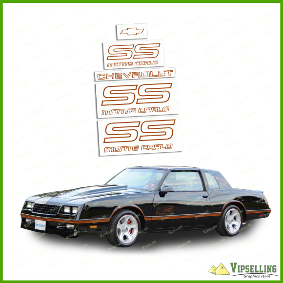 Monte Carlo SS Chevrolet 1987-1988 Restoration Nut Brown Decals Stickers Logos Emblems Chevy Kit