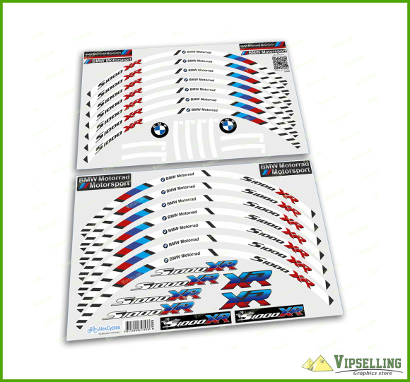 BMW Motorrad Motorsport S1000XR Wheel Rim Laminated Stripes Decals Stickers Kit BMW Motorrad Motorsport S1000XR Wheel Rim Laminated Stripes Decals Stickers Kit