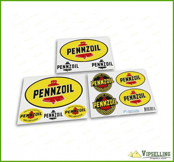 Pennzoil Motor Oil Racing Rally Car Very Rare Decals Stickers Set