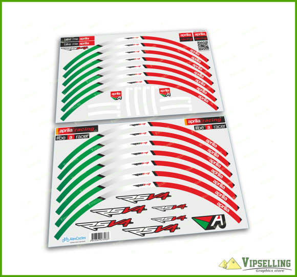 aprilia RSV4 Factory Racing Motorcycle Wheel Rim Laminated Stripes Decal Sticker