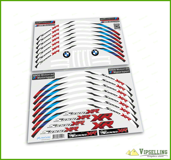 BMW Motorrad Motorsport S1000XR Wheel Rim Laminated Stripes Decals Sticker Set BMW Motorrad Motorsport S1000XR Wheel Rim Laminated Stripes Decals Sticker Set