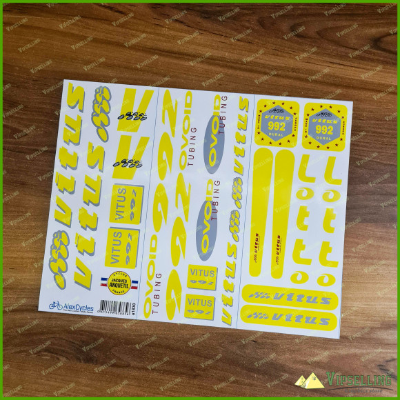 Rare VITUS Lotto Ovoid 992 Team Bicycle Yellow Decals Stickers for Re-sprays Kit Rare VITUS Lotto Ovoid 992 Team Bicycle Yellow Decals Stickers for Re-sprays Kit