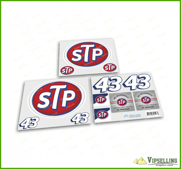 Rare Vintage STP 43 Fuel Oil Additives Racing Rally Decals Stickers Set