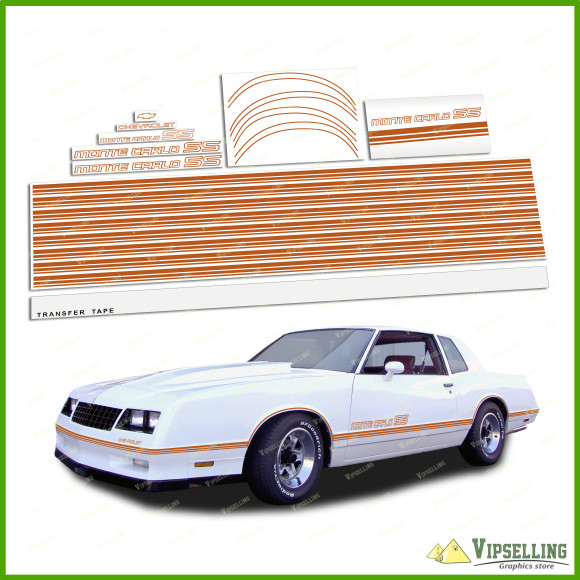 Monte Carlo SS Chevrolet Fully Nut Brown 1985-1986 Restoration Decals Stripes Chevy Set