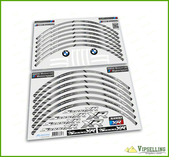 BMW Motorrad Motorsport S1000XR Wheel Rim Grey Laminated Stripes Decals Stickers Kit BMW Motorrad Motorsport S1000XR Wheel Rim Grey Laminated Stripes Decals Stickers Kit