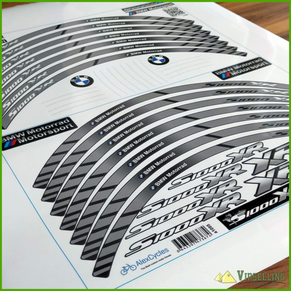 BMW Motorrad Motorsport S1000XR Wheel Rim Grey Laminated Stripes Decals Stickers Kit BMW Motorrad Motorsport S1000XR Wheel Rim Grey Laminated Stripes Decals Stickers Kit