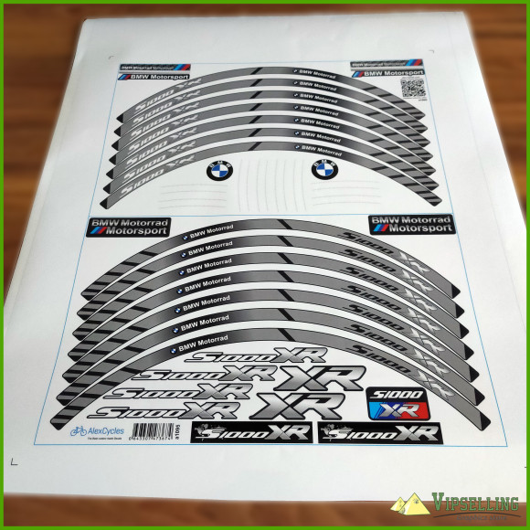 BMW Motorrad Motorsport S1000XR Wheel Rim Grey Laminated Stripes Decals Stickers Kit BMW Motorrad Motorsport S1000XR Wheel Rim Grey Laminated Stripes Decals Stickers Kit