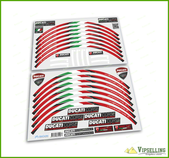 Ducati Corse Hypermotard Red Motorcycle Wheel Rim Laminated Decals Stickers Stripes