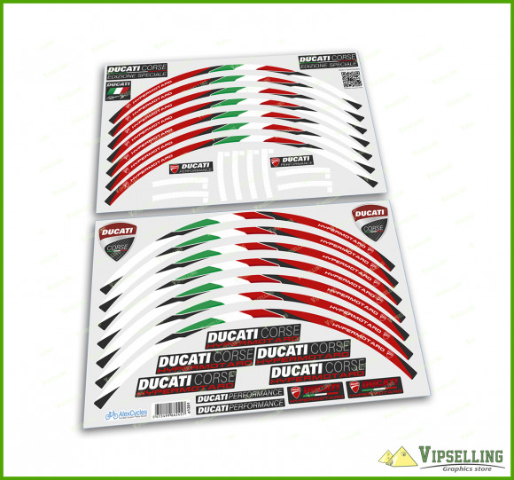 Ducati Corse Hypermotard Motorcycle Wheel Rim Laminated Decals Stickers Stripes Kit