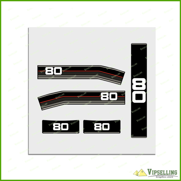 Mercury 80 HP 1988 Parts Outboards Laminated Decals Stickers Emblems Logos