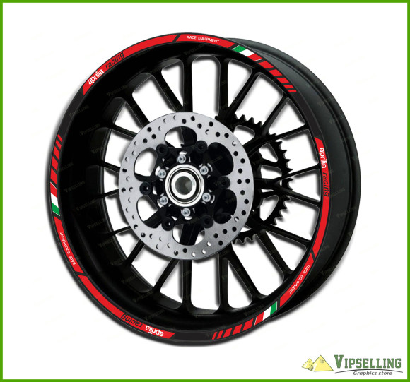 aprilia Race Equipment Red Racing Wheel Rim Laminated Stripes Decals Stickers
