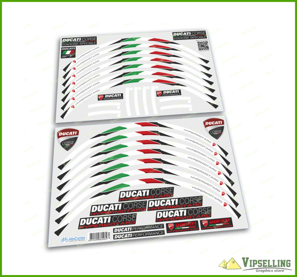 Ducati Corse Hypermotard Italy Style Motorcycle Wheel Rim Laminated Decals Stickers Stripes