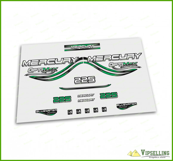 Mercury Optimax Bluewater 135 150 175 200 225 250 300 HP Green Outboard Decals Stickers Set