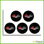 CORVETTE 1962 Black SIlver Logo Racing Wheel Cap Center Decals Stickers CORVETTE 1962 Black SIlver Logo Racing Wheel Cap Center Decals Stickers