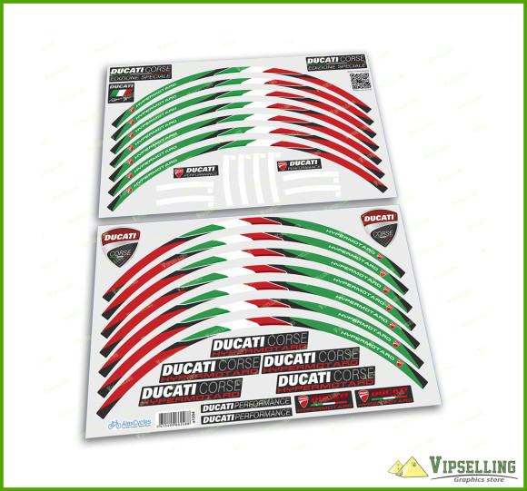 Ducati Corse Hypermotard Motorcycle Wheel Rim Green Laminated Decals Stickers Stripes