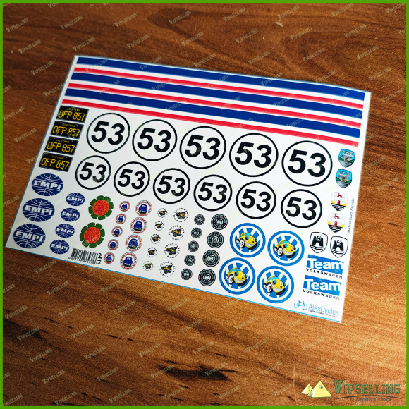 Herbie VW Beetle Lot of Decals the Love Bug Stickers Kit New Look 1/18 Scale Herbie VW Beetle Lot of Decals the Love Bug Stickers Kit New Look 1/18 Scale