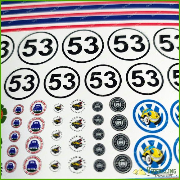 Herbie VW Beetle Lot of Decals the Love Bug Stickers Kit New Look 1/18 Scale Herbie VW Beetle Lot of Decals the Love Bug Stickers Kit New Look 1/18 Scale