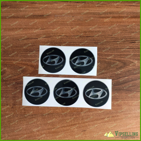 Hyundai Racing Silver Gold Wheel Cap Center Laminated Decals Stickers Kit