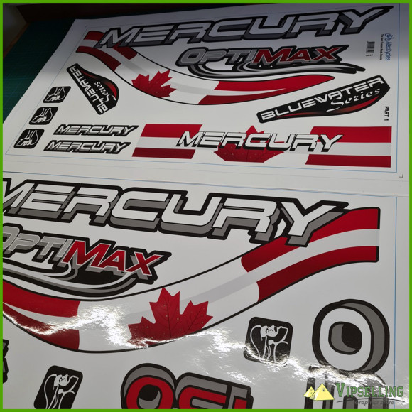 Mercury Optimax Bluewater 135 150 175 200 225 250 300 HP Canada Patriotic Outboard Decals Stickers Set