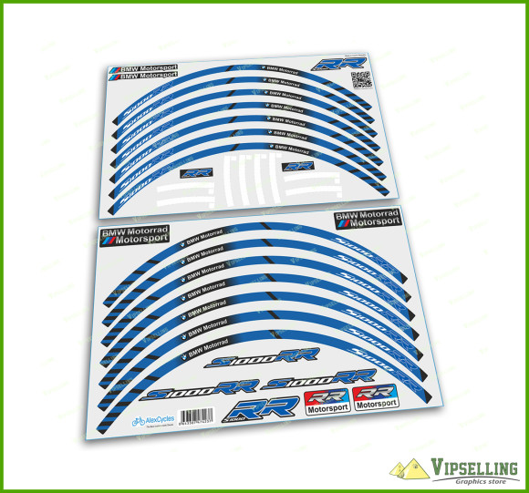 BMW S1000RR Motorrad Motorsport Motorcycle Wheel Rim Blue Laminated Stripes Decal
