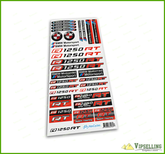 BMW Motorrad Motorsport R1250RT Red Sport Touring Laminated Decals Stickers Kit