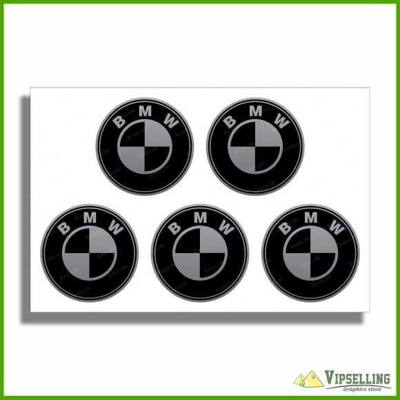 BMW Classic Black Silver Wheel Center Cap Laminated Vinyl Decals Emblems Alpina BMW Classic Black Silver Wheel Center Cap Laminated Vinyl Decals Emblems Alpina