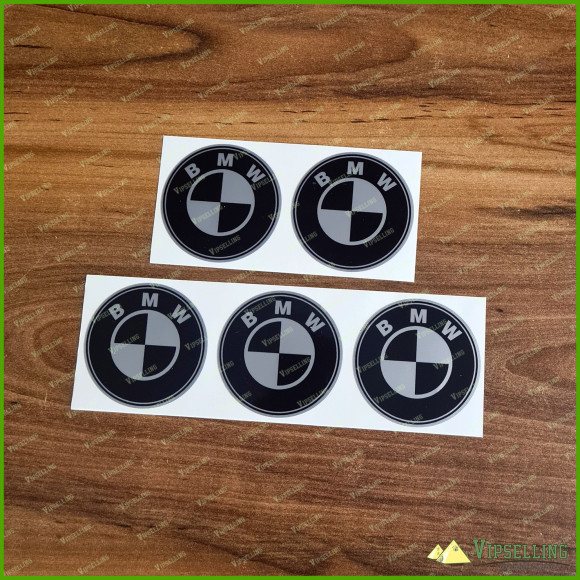 BMW Classic Black Silver Wheel Center Cap Laminated Vinyl Decals Emblems Alpina