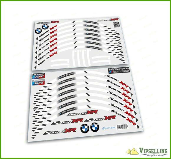 BMW S1000XR Motorsport Motorrad Motorcycle Wheel Rim Decals Stickers Stripes