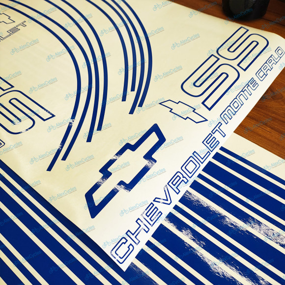 Monte Carlo SS Chevrolet Chevy Fully Blue 1987 - 1988 Restoration Decals Kit Stripes