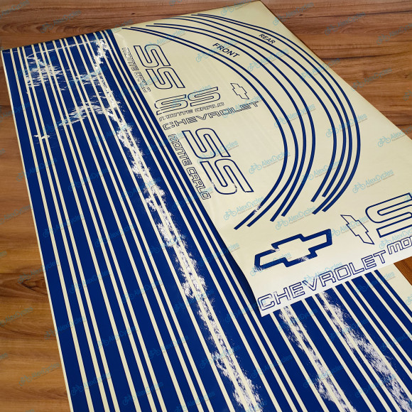 Monte Carlo SS Chevrolet Chevy Fully Blue 1987 - 1988 Restoration Decals Kit Stripes