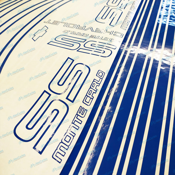 Monte Carlo SS Chevrolet Chevy Fully Blue 1987 - 1988 Restoration Decals Kit Stripes