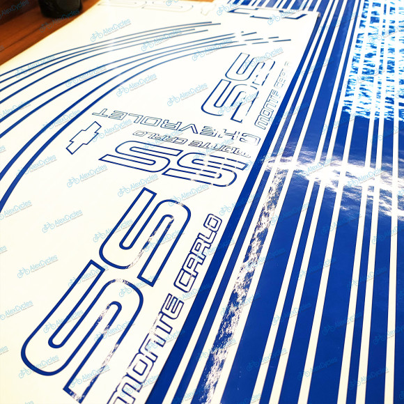 Monte Carlo SS Chevrolet Chevy Fully Blue 1987 - 1988 Restoration Decals Kit Stripes