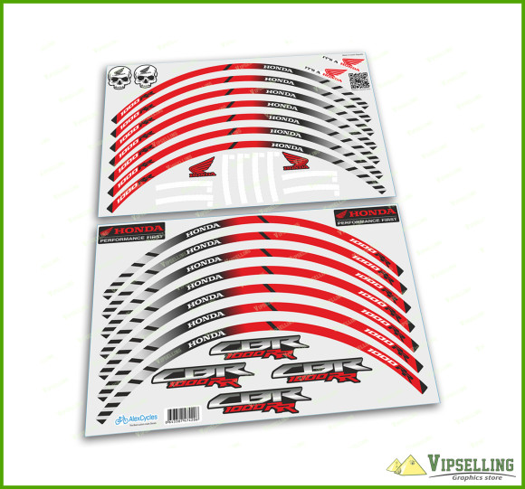 HONDA CBR 1000RR Racing Motorcycle Wheel Rim Laminated Stripes Decals Stickers Kit