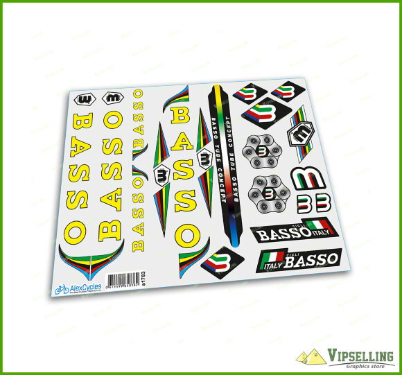 BASSO Yellow Rare Restoration Decals Stickers Campagnolo Many Colors Kit BASSO Yellow Rare Restoration Decals Stickers Campagnolo Many Colors Kit
