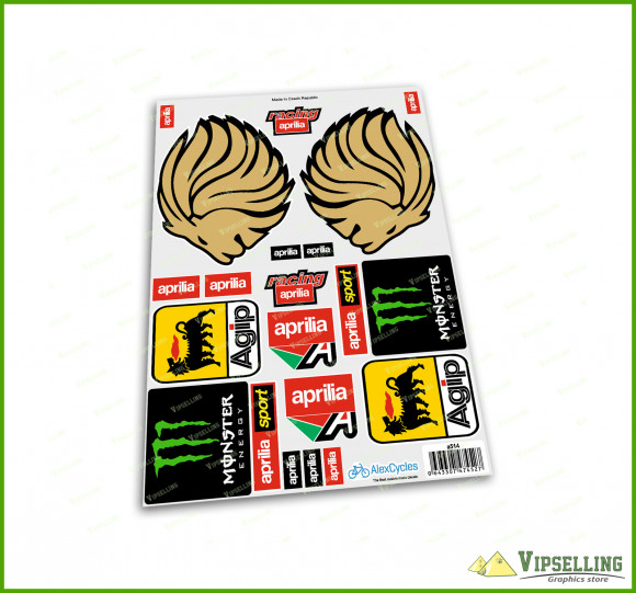 aprilia Sport Motorcycle Laminated Lion AGIP Monster Racing Decals Sticker Kit