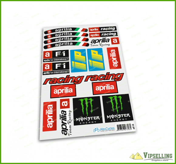Aprilia Kit 2xA5 aprilia Team Racing Motorbike Motorcycle Laminated Decals Monster Energy Kit 
