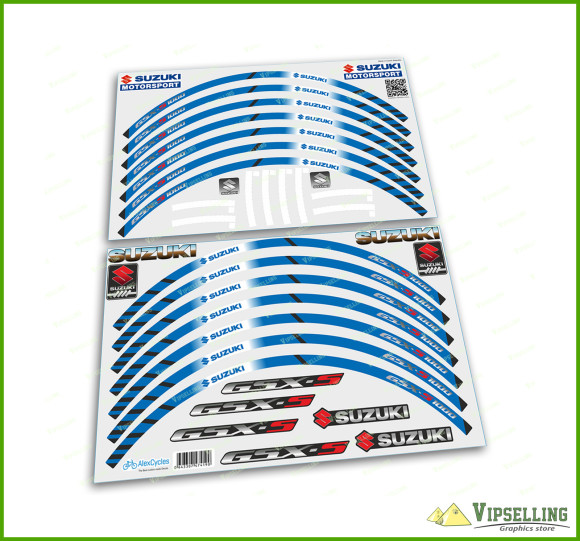 SUZUKI GSX S1000 Factory Racing Laminated Wheel Decals Rim Stickers Stripes Set